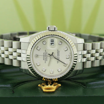 Rolex Datejust Steel 26mm Jubilee Watch w/Factory Silver Diamond Dial