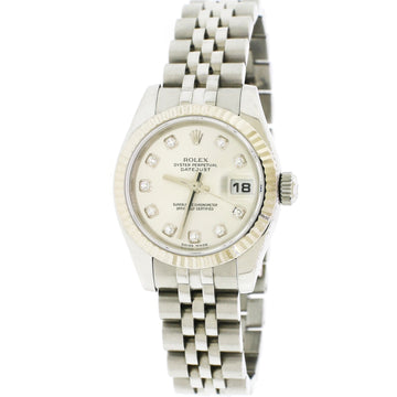 Rolex Datejust Steel 26mm Jubilee Watch w/Factory Silver Diamond Dial