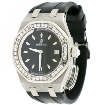 Audemars Piguet Lady Royal Oak Factory Diamond Bezel 33mm Black Dial Steel Watch 67601ST.ZZ.D002CR.01