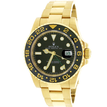 Rolex GMT-Master II 18K Yellow Gold Ceramic Bezel 40mm Watch 116718