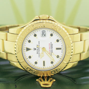 Rolex Yacht-Master Yellow Gold Midsize 35mm Automatic Watch 68628 Box Papers