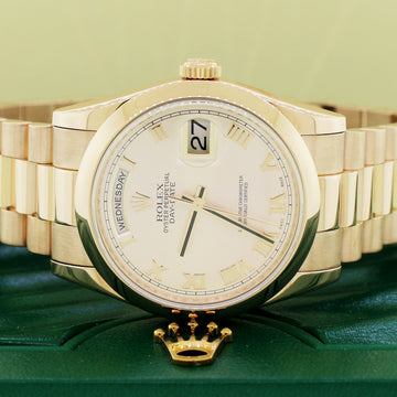 Rolex President Day-Date 18K Everose Pink Roman Dial 36mm Automatic Mens 118205 Box & Papers