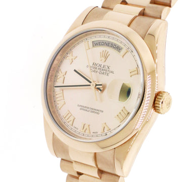 Rolex President Day-Date 18K Everose Pink Roman Dial 36mm Automatic Mens 118205 Box & Papers