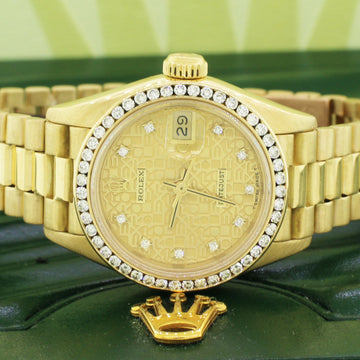 Rolex President 18K Gold Factory Jubilee Diamond Dial 26mm Ladies Watch with Diamond Bezel