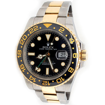 Rolex GMT-Master II 40mm 2-Tone Yellow Gold Steel Mens Watch 116713