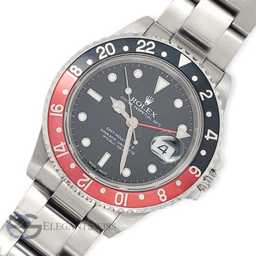 Rolex GMT-Master II 40mm Coke Bezel Black Dial Stainless Steel Watch 16710 Box Papers