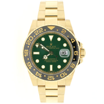 Rolex GMT-Master II Green Dial 18K Yellow Gold 40MM Automatic Mens Oyster Watch 116718 Box & Papers