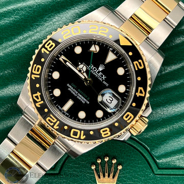 Rolex GMT-Master II 40mm 2-Tone Yellow Gold and Steel Mens Watch 116713LN Box Papers