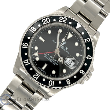 Rolex GMT-Master II 40mm Black Bezel Steel Watch 16710 Box Papers
