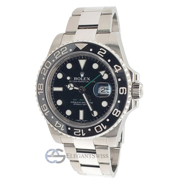 Rolex GMT-Master II 40mm Black Ceramic Bezel Stainless Steel Watch 116710LN Box Papers