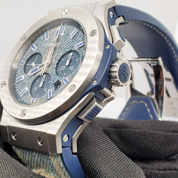 Hublot Big Bang Chronograph Jeans Limited Edition 44mm Blue Dial Watch 301.SL.2770.NR.JEANS Box Papers