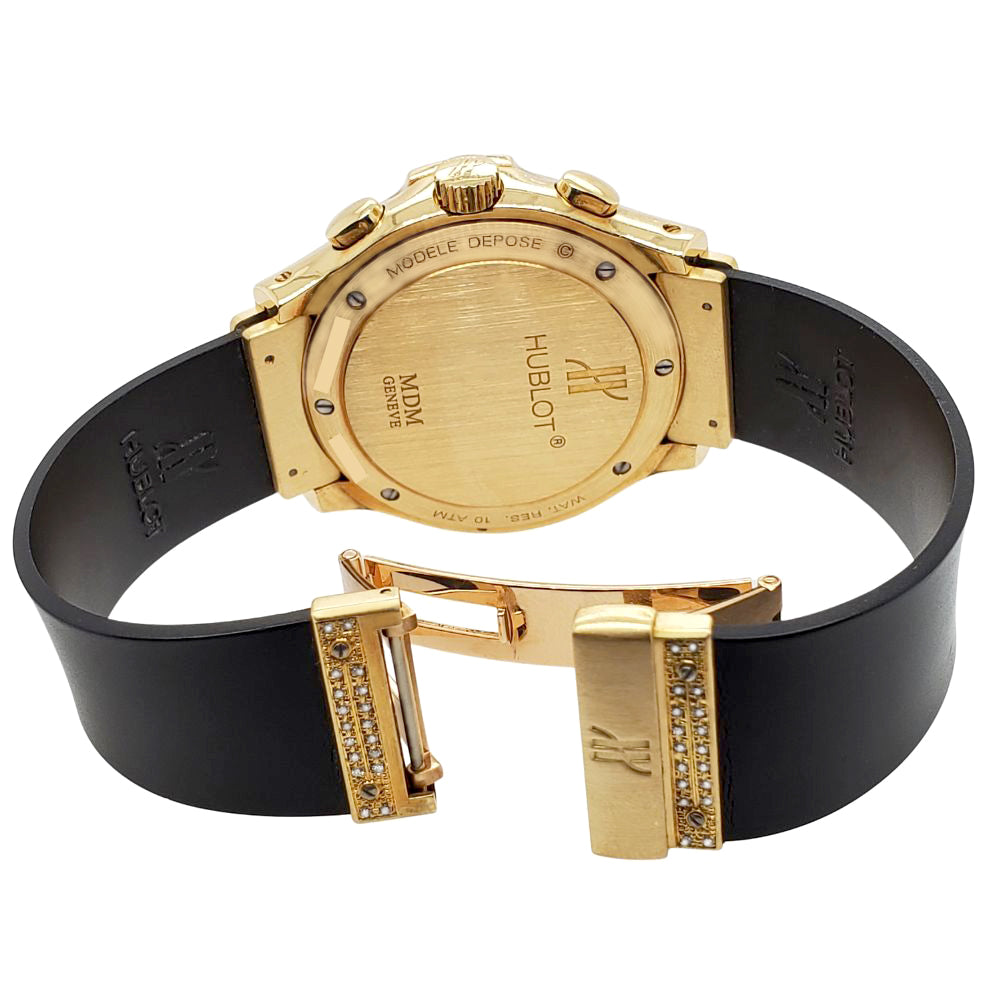 Hublot MDM Elegant Chronograph 40mm Yellow Gold Diamond Watch 1810.3.0