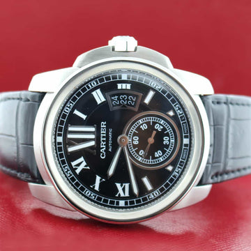 Cartier Calibre de Cartier Black Roman Dial 42mm Automatic Stainless Steel Mens Watch W7100041