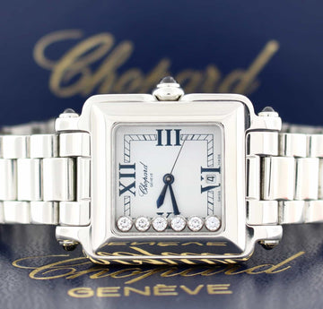 Chopard Happy Sport Square Floating Diamonds Stainless Steel Ladies Watch 27834923