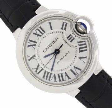 Cartier Ballon Bleu 33MM White Dial Automatic Steel Watch W6920085 Unworn