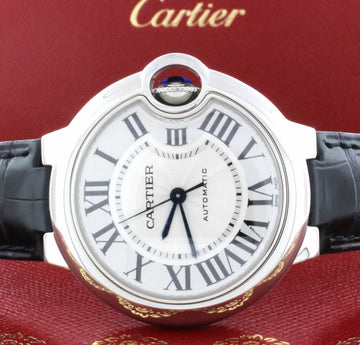 Cartier Ballon Bleu 33MM White Dial Automatic Steel Watch W6920085 Unworn