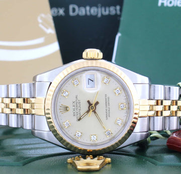 Rolex Datejust Original Silver Diamond Dial Gold/Steel 26MM Automatic Ladies Watch 69173