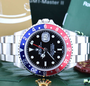 Rolex GMT-Master II Pepsi Bezel Black Dial 40MM Automatic Steel Mens Watch 16710