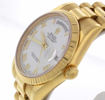 Rolex President Day-Date 18K Yellow Gold White Dial 36MM Watch 118238