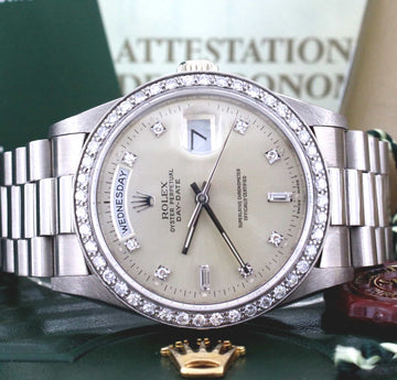Rolex President Day-Date Original Diamond Dial White Gold 36MM Watch 18239