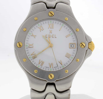 Ebel Sportwave 2-Tone 18K Gold & Steel White Dial 38MM Mens Watch E6187631