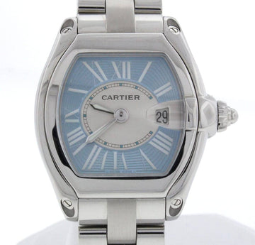Cartier Roadster Ladies Small 30MM Sky-Blue Sunray Roman Dial Stainless Steel Watch W62053V3