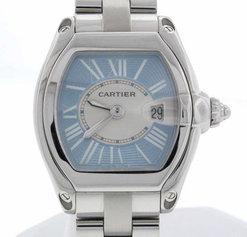 Cartier Roadster Ladies Sky Blue Dial 30MM Stainless Steel Watch W62053V3