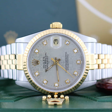 Rolex Datejust Midsize Original Jubilee Diamond Dial 2-Tone 18K Yellow Gold/Steel Watch 68273