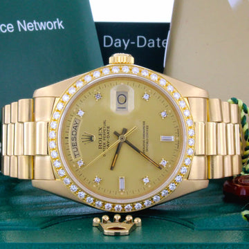 Rolex President 18K Yellow Gold Diamond Dial & Bezel 36MM Mens Watch 18048