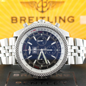 Breitling Bentley 6.75 Chronograph Black Dial Big Date Automatic Mens Watch A44362