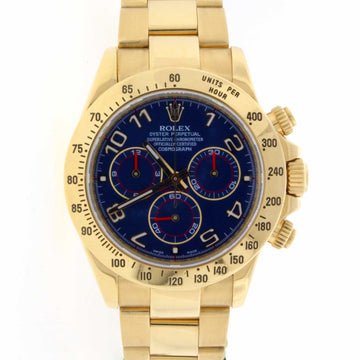 Rolex Cosmograph Daytona 18K Yellow Gold Blue Dial Automatic Mens Watch 116528