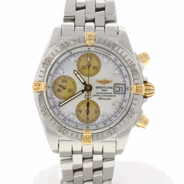 Breitling Chrono Cockpit 2-Tone 18K Yellow Gold & Stainless Steel Mother of Pearl Diamond Dial Automatic Mens Watch B13357
