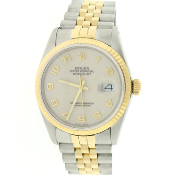 Rolex Datejust 2-Tone 18K Yellow Gold & Stainless Steel Original Cream Jubilee Dial 36MM Automatic Mens Watch 16013