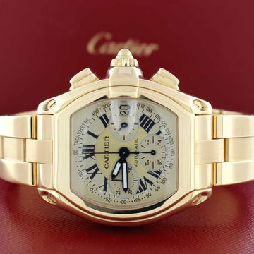 Cartier Roadster XL Chronograph 18K Yellow Gold Automatic Mens Watch 2619
