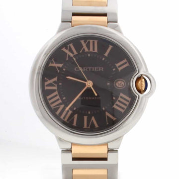 Cartier Ballon Bleu 2-Tone 18K Rose Gold & Stainless Steel Chocolate Dial Automatic Mens Watch W6920032