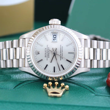 Rolex President Datejust Ladies 18K White Gold Silver Dial Automatic Watch 79179