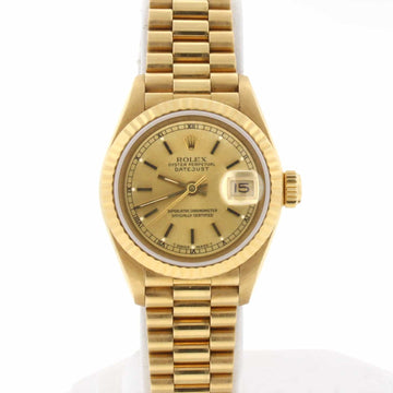 Rolex President Datejust Ladies 18K Yellow Gold 26MM Gold Dial Automatic Watch 69178