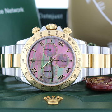 Rolex Daytona 18K Yellow Gold/Stainless Steel Tahitian Mother of Pearl Dial Mens Watch 116523