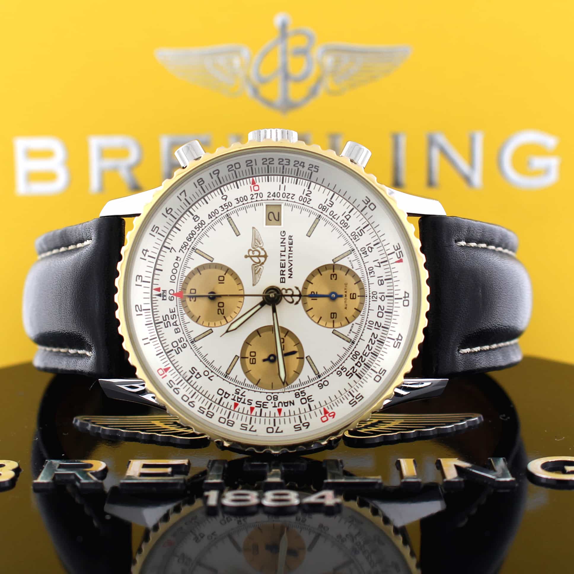 Breitling navitimer gold bezel sale