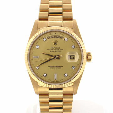 Rolex President Day-Date Original Diamond Baguette Dial 18K Yellow Gold 36MM Automatic Mens Watch