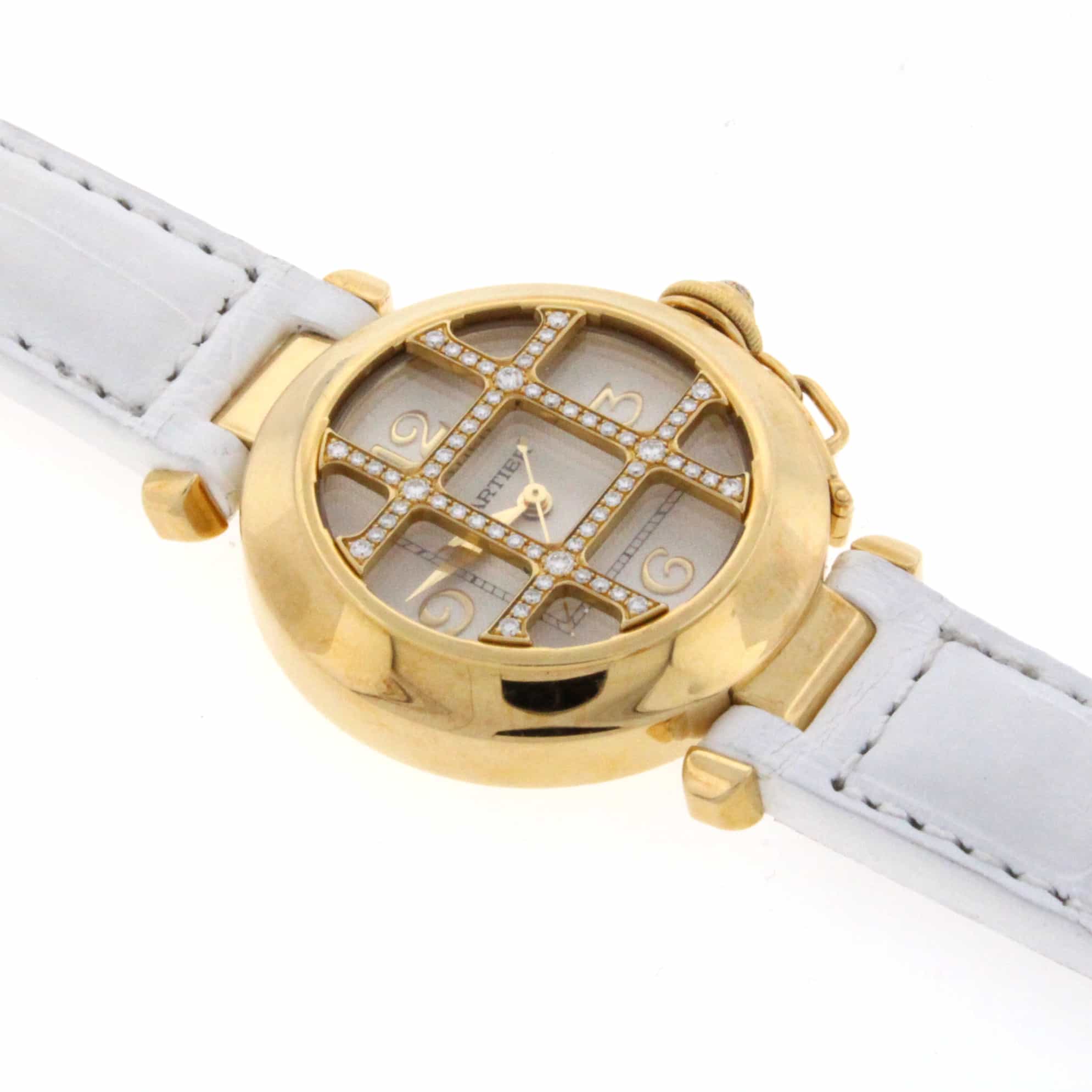 Cartier Pasha 18K Yellow Gold Diamond Grid 32MM Automatic Ladies Watch