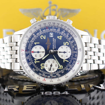 Breitling Navitimer II Chronograph 42MM Automatic Blue Dial Stainless Steel Mens Watch A13022