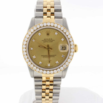 Rolex Datejust Midsize Original Diamond Dial 2-Tone 18K Yellow Gold/Stainless Steel Ladies Watch w/Diamond Bezel 68273