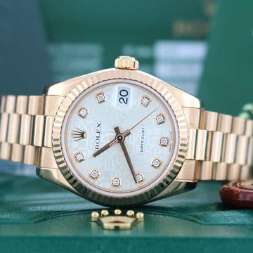 Rolex President Jubilee Diamond Dial 18K Rose Gold Midsize Ladies Watch 178275