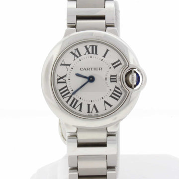 Cartier Ballon Bleu Ladies Factory Silver Roman Dial 29MM Stainless Steel Watch W69010Z4