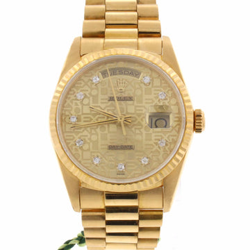 Rolex President Jubilee Diamond Dial 18K Yellow Gold Double Quick 36MM Automatic Mens Watch 18238
