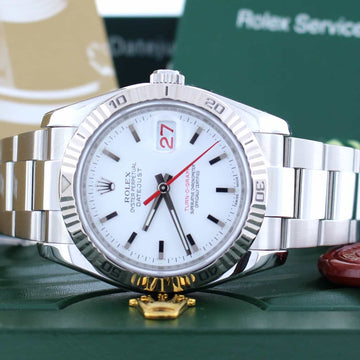 Rolex Datejust Thunderbird Turnograph 18K White Gold Bezel 36MM Automatic Mens Watch 116264