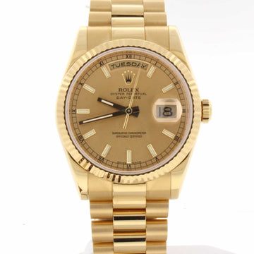 Rolex President Day-Date 18K Yellow Gold 36MM Automatic Mens Watch 118238