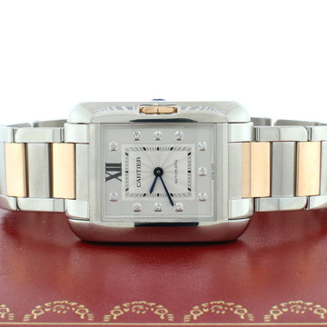 Cartier Tank Anglaise Medium 2-Tone 18K Factory Diamond Dial Automatic Watch WT100034