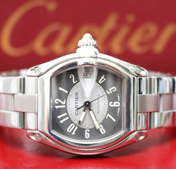 Cartier Roadster Large Gray Arabic Numeral Dial Stainless Steel Mens Watch W62025V3